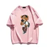 T-shirt da uomo 100 magliette in cotone Summer Graphic Mens Womens TShirt Cute Bear Print Oversize Streetwear Abbigliamento da uomo vintage Spedizione gratuita Z0221