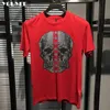 T-shirts Hommes Crâne Strass Crâne T-shirts Hommes Été Lâche Top Haute Qualité Top Coton Hip Hop Streetwear Tees Plus Taille 5XL Vêtements Mâles Z0221