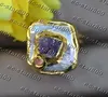 Cluster Rings Z11563 22mm White Square Coin Pearl Amethyst Gold-Plating Dangle Ring