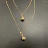 Collane con ciondolo TARCLIY Collana a sfera rotonda piccola in metallo semplice Temperamento di moda Gioielli da donna a catena sottile con clavicola lunga