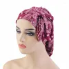 Roupas étnicas Moda Padrão de impressão BONNET LONGO RIFBON LONGO TIRA MULIMIR HIJAB CHEIO Cancer Hat Headwrap Capinha de cabelo Lar