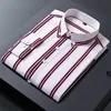 Men's Casual Shirts Black Striped Long Sleeve Shirt Single Breasted with Square Collar Yellow Brown Camisas Para Hombre M5XL 230221