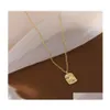Pendant Necklaces Uneven Alloy Gold Square Charm Necklace Hip Hop For Women Link Fashion Jewelry Gift Punk Drop Delivery Pendants Dhnyv