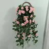 Simulation rose wall hanging fake flower rattan wedding party shooting decoration indoor living room wall hanging plastic vine rose