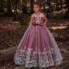 Occasions spéciales Fleur Filles Princesse Robe Adolescente Fête Robes De Demoiselle D'honneur Pour Enfants Costume De Mariage Tulle Dentelle Enfants Robes De Soirée W0221