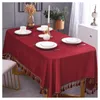 Table Cloth Luxury Solid Color Nordic Rectangular Tablecloth Light Modern High-End Velvet Tassel Pendant Cover Christmas Wedding