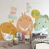Sfondi Carta da parati murale personalizzata Carta da parati 3D Cartoon Animal Illustration Camera dei bambini Sfondo Carta da parati Papel De Parede Infantil Fresco