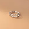 Anéis de cluster Círculo de prata 925 jóias para mulheres 2023 Geometria de ouro rosa Geometria feminina Anel Feminino Trendência Engajamento no dedo Ajuste Girl Gift