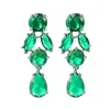 Boucles d'oreilles pendantes de luxe vert émeraude pour femmes, bijoux fins élégants et brillants en Zircon cubique, cadeaux de fête de mariage, 2023