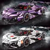 Elettroplaccatura viola Apolloed Super Sports Car Building Blocks MOC T5012 3668pcs High-Tech Modello RC Assemblaggio Mattoni Giocattoli di compleanno per bambini Regali di Natale