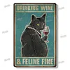 Pôster de metal vintage de cerveja e gato, decoração retrô de gato engraçado, placa de lata para bar, clube, café, arte de parede, decoração moderna para casa, estética, pintura de animal de estimação fofa 20x30 cm W01