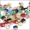 Charms Delicate Natural Stone Square Rose Quartz Lapis Lazi Turquoise Opal Pendant Diy For Bracelet Necklace Earrings Jewelry Making Dhkpz