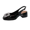 Sandali Mary Jane Bocca superficiale Scarpe comfort per le donne Tacchi estivi Med a punta Ragazze Alta primavera Retro Medium Fashi 230220