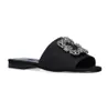 Summer Luxury Women Martamod Sandals Shoes Slip On Satin Slide Flat Jewel Square Crystal Buckle Lady Slippers Shoe Comfort Black W8817787