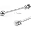 Stainless Steel Straight Handle Honey Stick Tools Metal Honey Dippers Coffee Tea Stirrer Party Supply Honeys Jar Stick Spoons TH0679