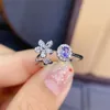 Кластерные кольца натуральное танзанитовое кольцо овальное срезанное синее драгоценный камень подлинный серебряный серебро в декабрь