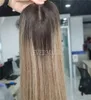 Nuevo stock de stock Balayage Color Virgin Human Hair Toppers Mono con base de trama abierta para mujeres periodistas7311638