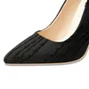 Kleid Schuhe Casual OL Tuch Sexy Spitz Frühling Herbst Pumps Mode Fransen Slip-on Super High-heeled Stiletto frauen Große Größe