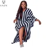 Casual Dresses Vazn 2023 Black White Plus Size High-End Asymmetrical Chiffon Dress Young Holiday Full Sleeve Women Loose Maxi