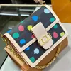 Women Fashion Colorful Dot Designer Bag Counter Bag Vintage Crossbody Handbags Large Carty Top Fudicury Counter Counter