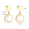 Hoop Earrings 2023 Design Solid Round Dangle Gold Color Oval Moon Irregular Stainless Steel Fashion Jewelry