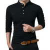 Men's T Shirts Casual Soft Shirt Top Men Pullover Tops Solid Color Long Sleeve T-shirt Slim Pullovers Primer Autumn Stand Collar Base Slim-