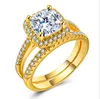 Bröllopsringar vintage mode smycken 10kt whiteyellow guldfyllning kudde form kubik zirkoniume CZ Stone Pave Band ring eller kvinnor