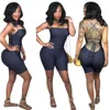 2023 Projektant Sexy Backless Rompers Kobiety Summer Spaghetti Straps Jumpsuits Casual Dye Tiet Playsuits Fashion Bandage Bandage Nocne klub noszenie hurtowe 9307