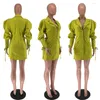 Sıradan Elbiseler Sonbahar Sokak Giyim Mini Elbise Moda Dantel Up Puff Uzun Kollu Ofis Lady Blazer Kadın Sarı Gömlek 2023