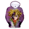 Felpe con cappuccio da uomo 3D The Seven Deadly Sins Felpa con cappuccio da uomo/donna/bambini 2023 primavera autunno abiti maschili Harajuku Streetwear