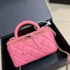 Womens Designer Top Handle Vanity Box Tote Bags With Mirror Gold Metal Hardware matelasse Chain Crossbody Shoulder Cosmetic Case Handbags CC6856