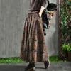 Skirts Vintage Red Printed Women's Clothing Large Size A-line Spring Autumn Pleated Skirt Jp190