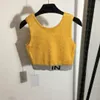 Shiny Sequins Knits Tee Women Sexy Crop Top Jacquard Letter Designer Vest Summer Breathable Sport Bra