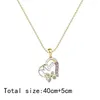 Pendant Necklaces Exquisite Fashion Heart Butterfly Necklace For Women Charm Love Mom Colorful Zircon Jewelry Classic Mother's Day Gift