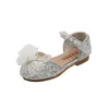 Sandals AINYFU New Kids Pearl Bow Princess Sandals Girls Rhinestone Dress Shoes Children's Sequin Lace Dance Flats Sandals Size 21-36 R230220