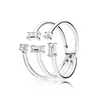 Bague ouverte en argent sterling avec fragments de diamant CZ pour bijoux de fête de mariage de mode Pandora pour femmes, cadeau de petite amie, bagues de créateur avec boîte de vente au détail originale