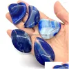 Charms 5pcs bleu rayé agate pendentifs ensemble pierre naturelle Reiki guérison pour bijoux bricolage fabrication collier accessoires Onyx goutte Dhclj