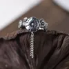 Cluster Rings FNJ 925 Silver Ring Matte Lotus Original Pure S925 Sterling for Women smycken Öppen justerbar storlek