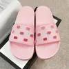 With Box Lady Designer Slippers Fashion Stripe Rubber Slide Luxury Black Pink Brown Shoes Outdoor Beach Sandals Size 35-45