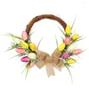 Decorative Flowers Wreath Ornament Fresh-keeping Weather-resistant Elegant Festival Fake Tulip Colorfast Door For Living Room