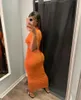 فستان من قطعتين فافسي 2023 بدلة صيفية برتقالية تي شيرت تجاعيد تنورة صالة النساء