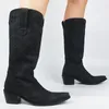 BOTAS 2023 Moda de outono da primavera Mids Calf Ponto de salto quadrado de toe Big Size 43 Plataform Slip no Western Border