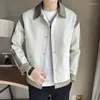 Herrjackor 2023 Spring Color-Blocking Design Jacket Män mode Casual Lapel Coat Streetwear Outwear Jaqueta Masculina kläder