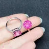 Cluster Rings Natural Topaz Ring Red Bright Colors 925 Silver Simple Style 2,5 s