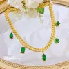 Choker Vintage Fashion Fashion Fashion Fashion Ювелирные украшения встроенные моделирование Emerald Charms Link Chain Ожерелья для женщин