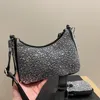 Luxe designer dames schoudertas vol diamanten sprankelende diamanten crossbody tas nylon ketting schoudertas messenger bag hobo bindle