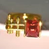 Fedi nuziali Splendido anello di fidanzamento con pietra di zirconi rossi femminili splendidi Gioielli geometrici in oro giallo carino per le donne Z5M345