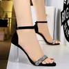 Sandalias Comemore, zapatos de verano para mujer, tacones altos de 95cm, zapatos de tacón de gamuza negros plateados ostentosos para mujer, zapatos de tacón de talla grande 43 elegantes de lujo 230220