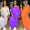 Casual Dresses Autumn Winter Long Sleeve Women Off Shoulder Straight Loose Everyday Sexy Slit Side Party Shift Dress