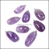 Charms Natural Stone Irregar 2050m Amethyst Crystal Pendant For Women Jewelry Making Halsband Drop Leverans Fynd Components Dhikc